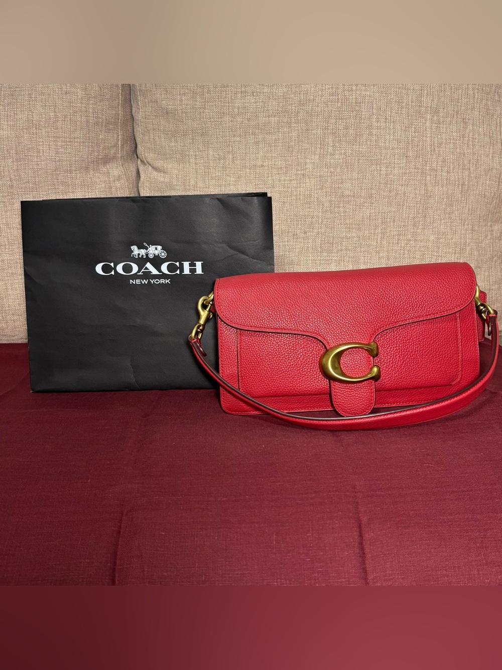 Coach Red Tabby 26 Shoulder Bag with Gold Hardware